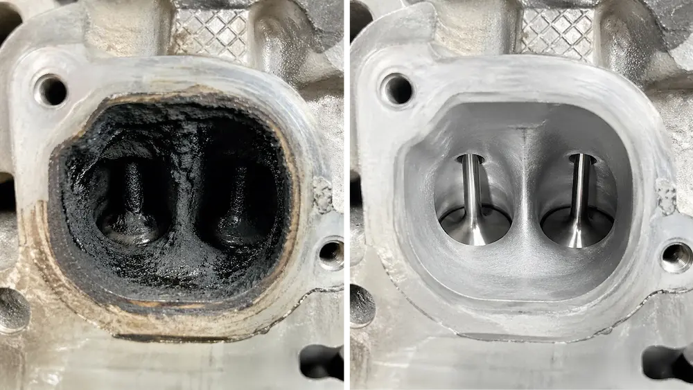 Очистка впускных клапанов: фото до и после орехоструйной чистки (Walnut Blasting)